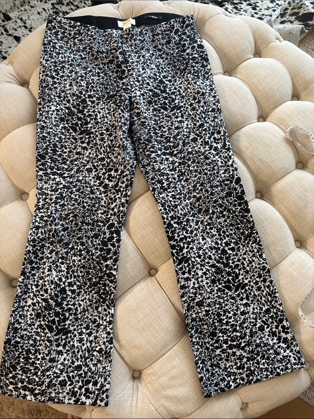 Anthropologie Maeve Black & White Floral Wide-Leg Pants